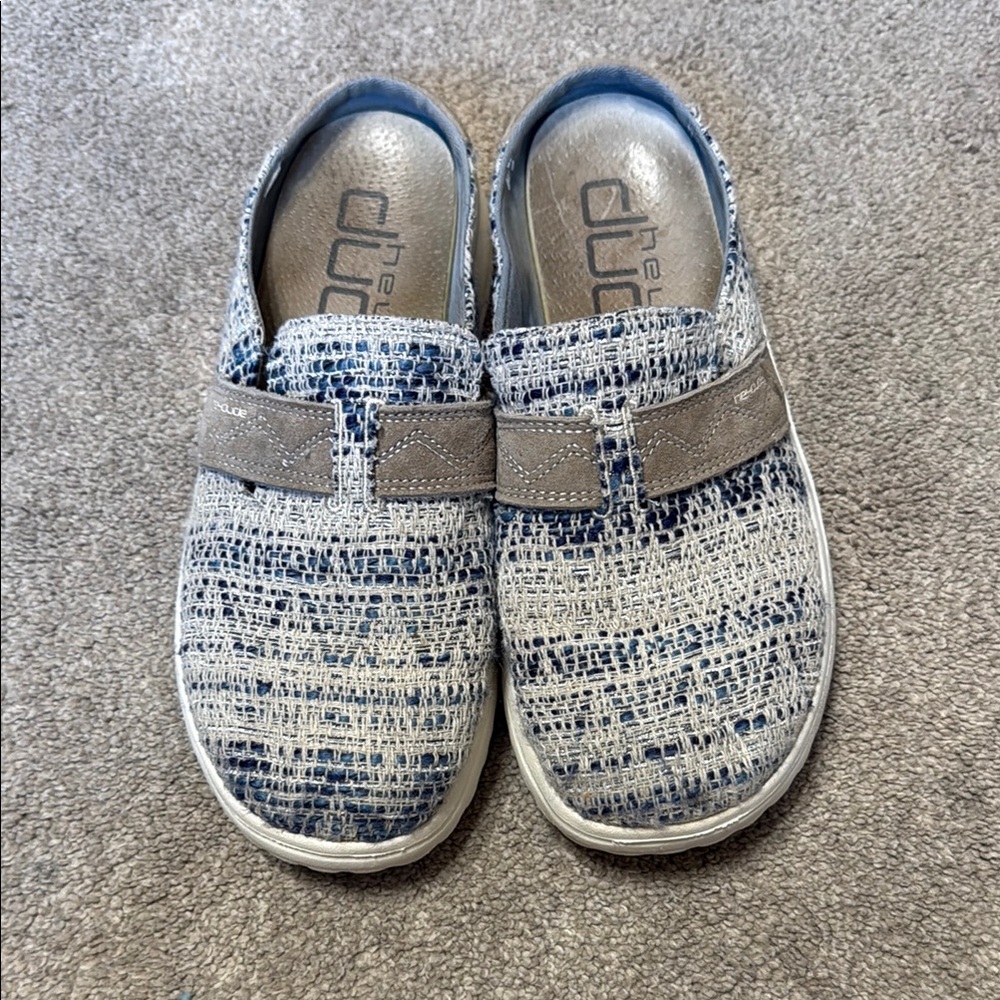 Hey Dude Slides in Blue and Gray